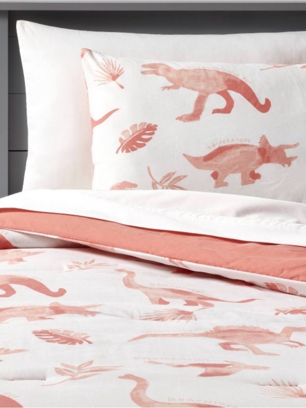 Full/Queen Dinosaur Kids' Comforter Set
Pink/White